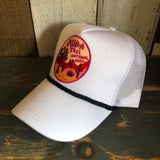 JOSHUA TREE NATIONAL PARK 5 panel Cotton Mesh Trucker, Rope cap - White/Black Braid
