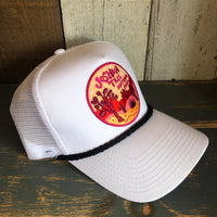 JOSHUA TREE NATIONAL PARK 5 panel Cotton Mesh Trucker, Rope cap - White/Black Braid