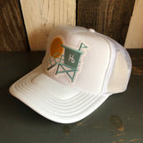 Hermosa Beach LIFEGUARD TOWER High Crown Trucker Hat - White