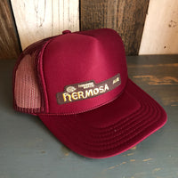 Hermosa Beach HERMOSA AVE High Crown Trucker Hat - Burgundy Maroon