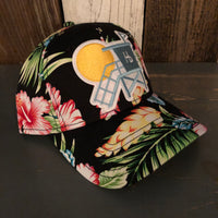 Hermosa Beach LIFEGUARD TOWER Hawaiian Pattern 6 Panel Low Profile Baseball Cap - A ‘o ia (Curved Brim)