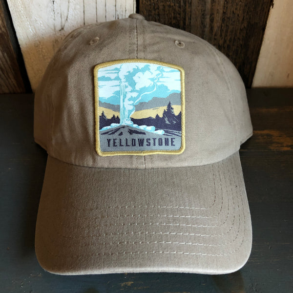Yellowstone National Park 6 Panel Low Profile Style Dad Hat - Dark Khaki