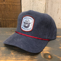 SMOKEY BEAR / PREVENT WILDFIRES 5 panel Stone Washed Canvas 2-Tone - Sky/White Braid 5 panel Stone Washed Canvas 2-Tone - Indigo/Red Braid