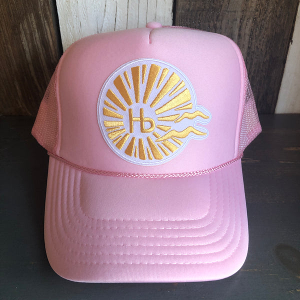 Hermosa Beach CLASSIC LOGO High Crown Trucker Hat - Pink