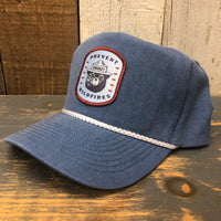 SMOKEY BEAR / PREVENT WILDFIRES 5 panel Stone Washed Canvas 2-Tone - Sky/White Braid