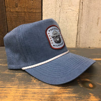 SMOKEY BEAR / PREVENT WILDFIRES 5 panel Stone Washed Canvas 2-Tone - Sky/White Braid