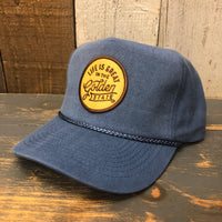 LIFE IS GREAT IN THE GOLDEN STATE - 5 panel Stone Washed Canvas - Sky/Sky Braid