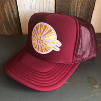 Hermosa Beach CLASSIC LOGO High Crown Trucker Hat - Burgundy Maroon
