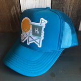 Hermosa Beach LIFEGUARD TOWER Trucker Hat - Turquoise Blue