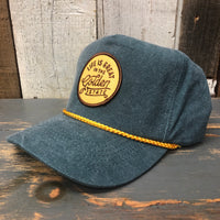 LIFE IS GREAT IN THE GOLDEN STATE :: 5 panel Stone Washed Canvas 2-Tone - Moss/Gold Braid