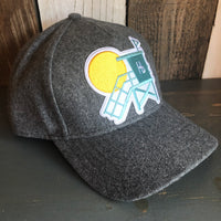 Hermosa Beach LIFEGUARD TOWER 5 Panel Low Profile Melton Wool Blend Baseball Cap with Velcro Closure - Heather Grey
