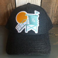 Hermosa Beach LIFEGUARD TOWER 5 Panel Low Profile Melton Wool Blend Baseball Cap with Velcro Closure - Heather Black