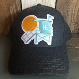 Hermosa Beach LIFEGUARD TOWER 5 Panel Low Profile Melton Wool Blend Baseball Cap with Velcro Closure - Heather Black