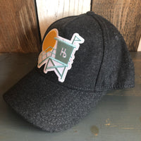 Hermosa Beach LIFEGUARD TOWER 5 Panel Low Profile Melton Wool Blend Baseball Cap with Velcro Closure - Heather Black