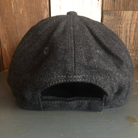 Hermosa Beach SUNBEAMS 5 Panel Low Profile Melton Wool Blend Baseball Cap with Velcro Closure - Heather Black