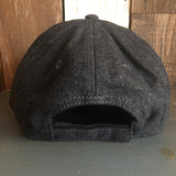 Hermosa Beach SUNBEAMS 5 Panel Low Profile Melton Wool Blend Baseball Cap with Velcro Closure - Heather Black
