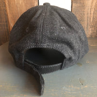 Hermosa Beach SUNBEAMS 5 Panel Low Profile Melton Wool Blend Baseball Cap with Velcro Closure - Heather Black