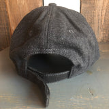 Hermosa Beach SUNBEAMS 5 Panel Low Profile Melton Wool Blend Baseball Cap with Velcro Closure - Heather Black