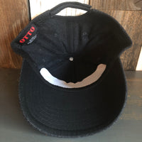Hermosa Beach SUNBEAMS 5 Panel Low Profile Melton Wool Blend Baseball Cap with Velcro Closure - Heather Black