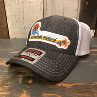 Hermosa Beach GOLDEN HOUR 6 Panel Low Profile Mesh Back Trucker Hat - Faded Black/White
