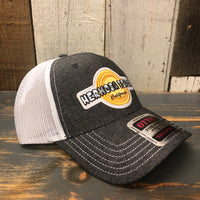 Hermosa Beach HIGH HEAT 6 Panel Low Profile Mesh Back Trucker Hat - Faded Black/White