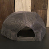 WHERE THE ROAD ENDS - THE ADVENTURE BEGINS - High Crown Trucker Hat - Grey (Curved Brim)