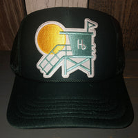 Hermosa Beach LIFEGUARD TOWER High Crown Trucker Hat - Dark Green