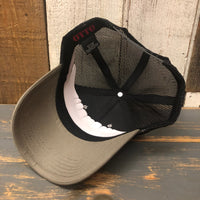 Hermosa Beach BLUE SUPREME HERMOSA 6 Panel Low Profile Mesh Back Trucker Hat - OliveGreen/HeatherGray/Black
