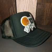 Hermosa Beach LIFEGUARD TOWER High Crown Trucker Hat - Dark Green