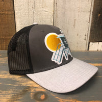 Hermosa Beach LIFEGUARD TOWER 6 Panel Low Profile Mesh Back Trucker Hat - Heather Gray/Charcoal Gray/Black
