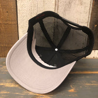 Hermosa Beach LIFEGUARD TOWER 6 Panel Low Profile Mesh Back Trucker Hat - Heather Gray/Charcoal Gray/Black