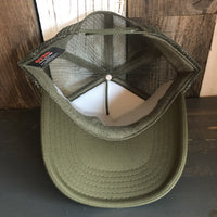 Hermosa Beach GOLF CARTS & YOGA PANTS High Crown Trucker Hat - Olive