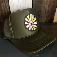 Hermosa Beach SUNBEAMS High Crown Trucker Hat - Olive