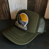 Hermosa Beach FIESTA High Crown Trucker Hat - Olive