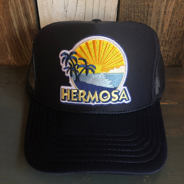 Hermosa Beach FIESTA High Crown Trucker Hat - Navy