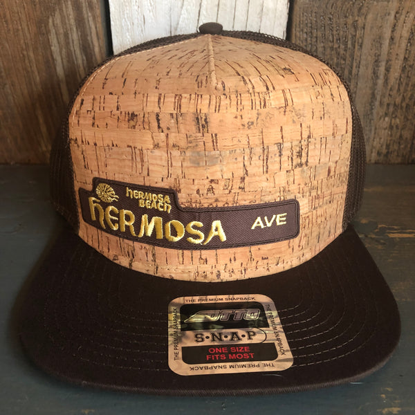 Hermosa Beach HERMOSA AVE Premium Cork Trucker Hat (Brown)