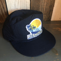 Hermosa Beach FIESTA 5 Panel High Crown Nylon Baseball Cap - Crinkle Taslon - Navy