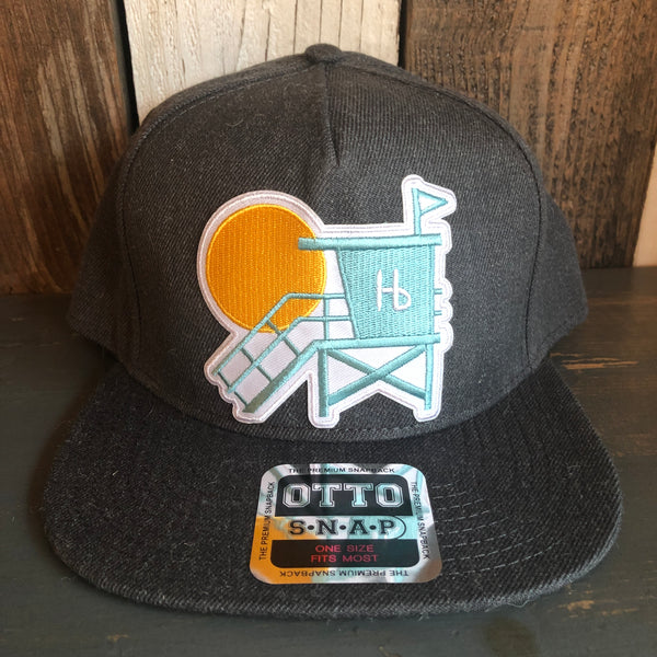 Hermosa Beach LIFEGUARD TOWER 5-Panel Mid Profile Snapback Hat - Heather Black