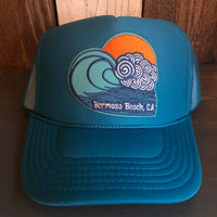 Hermosa Beach TUBULAR High Crown Trucker Hat - Turquoise Blue