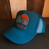 Hermosa Beach TUBULAR High Crown Trucker Hat - Turquoise Blue