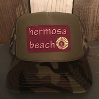 Hermosa Beach WELCOME SIGN Trucker Hat - Camouflage/Olive