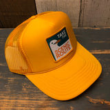 TAKE THE SCENIC ROUTE (Seagull) High Crown Trucker Hat - Gold
