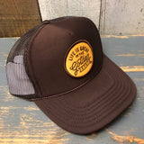 LIFE IS GREAT IN THE GOLDEN STATE High Crown Trucker Hat - Brown