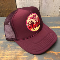 JOSHUA TREE NATIONAL PARK High Crown Trucker Hat - Burgundy Maroon