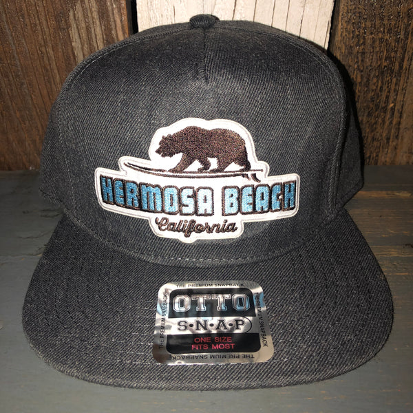 Hermosa Beach SUFING GRIZZLY BEAR 5-Panel Mid Profile Snapback Hat - Heather Black
