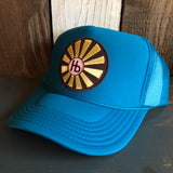 Hermosa Beach SUNBEAMS High Crown Trucker Hat - Turquoise Blue