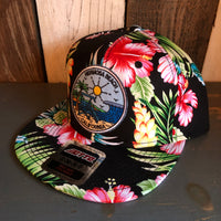 Hermosa Beach SHOREFRONT Hawaiian Pattern 6 Panel Mid Profile Snapback Hat - A ‘o ia (Flat Brim)