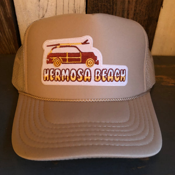 Hermosa Beach WOODIE High Crown Trucker Hat (Khaki)