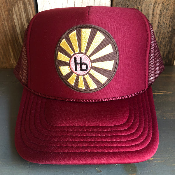 Hermosa Beach SUNBEAMS Trucker Hat - Burgundy Maroon