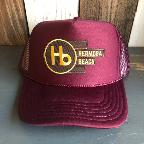 Hermosa Beach THE NEW STYLE High Crown Trucker Hat - Burgundy Maroon